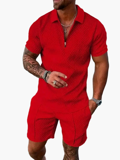 Conjunto de polo y pantalón corto estilo informal para hombre – Elegancia relajada de verano