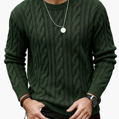 Pull à torsades style décontracté pour homme - idéal automne/hiver