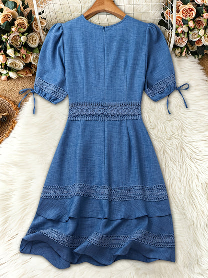 Elegant boheme-stil kjole til kvinder med flæser til forår og sommer