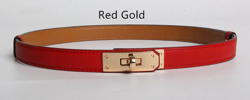 Mary – Ceinture en cuir vegan de haute qualité de 1,8 cm de largeur avec boucle dorée