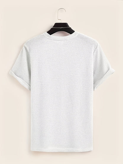 T-shirt décontracté à manches courtes pour homme style moderne avec texture ajourée