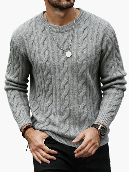 Pull à torsades style décontracté pour homme - idéal automne/hiver