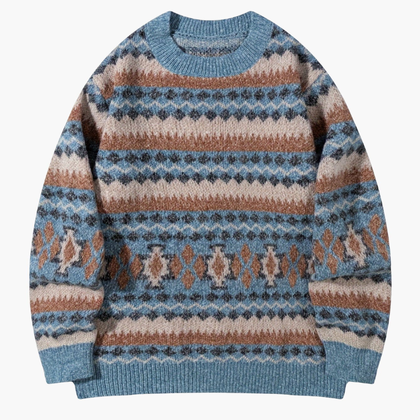 Pull décontracté homme à motif géométrique rétro – Style automne hiver tendance