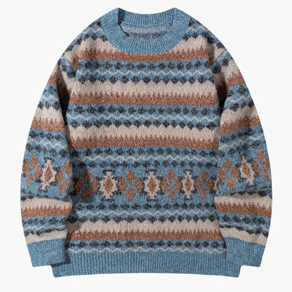 Pull décontracté homme à motif géométrique rétro – Style automne hiver tendance