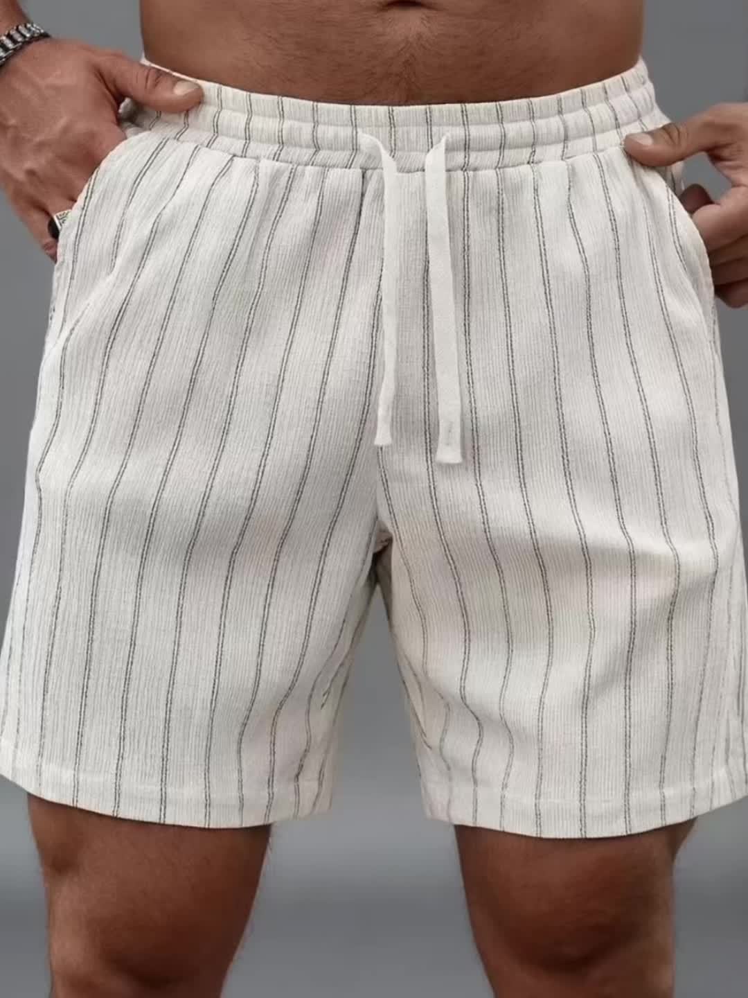 Shorts décontractés à rayures pour homme, style urbain tendance, idéals loisirs et sport