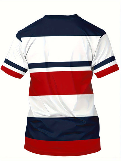 T-shirt décontracté homme style universitaire à rayures pour usage quotidien