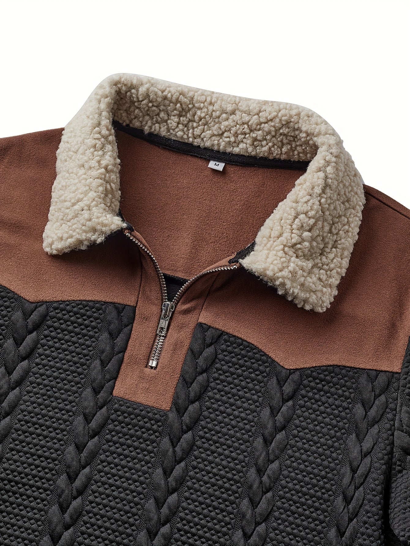 Pull à col sherpa zippé pour homme style casual urbain