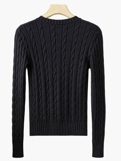 Pull Femme Style Casual à Col V et Motif Câble - Élégance Quotidienne