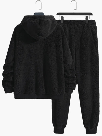 Ensemble décontracté homme sweat à capuche et pantalon style peluche pour l'automne et l'hiver