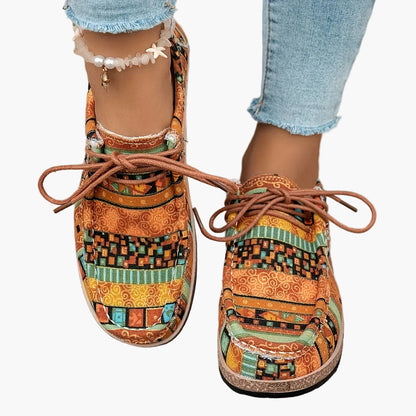 Vintage casual schoenen voor dames in mocassinstijl met etnische patronen