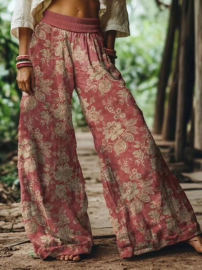 Wijde damesbroek in bohemien stijl met bloemenprint voor een casual en weekendlook