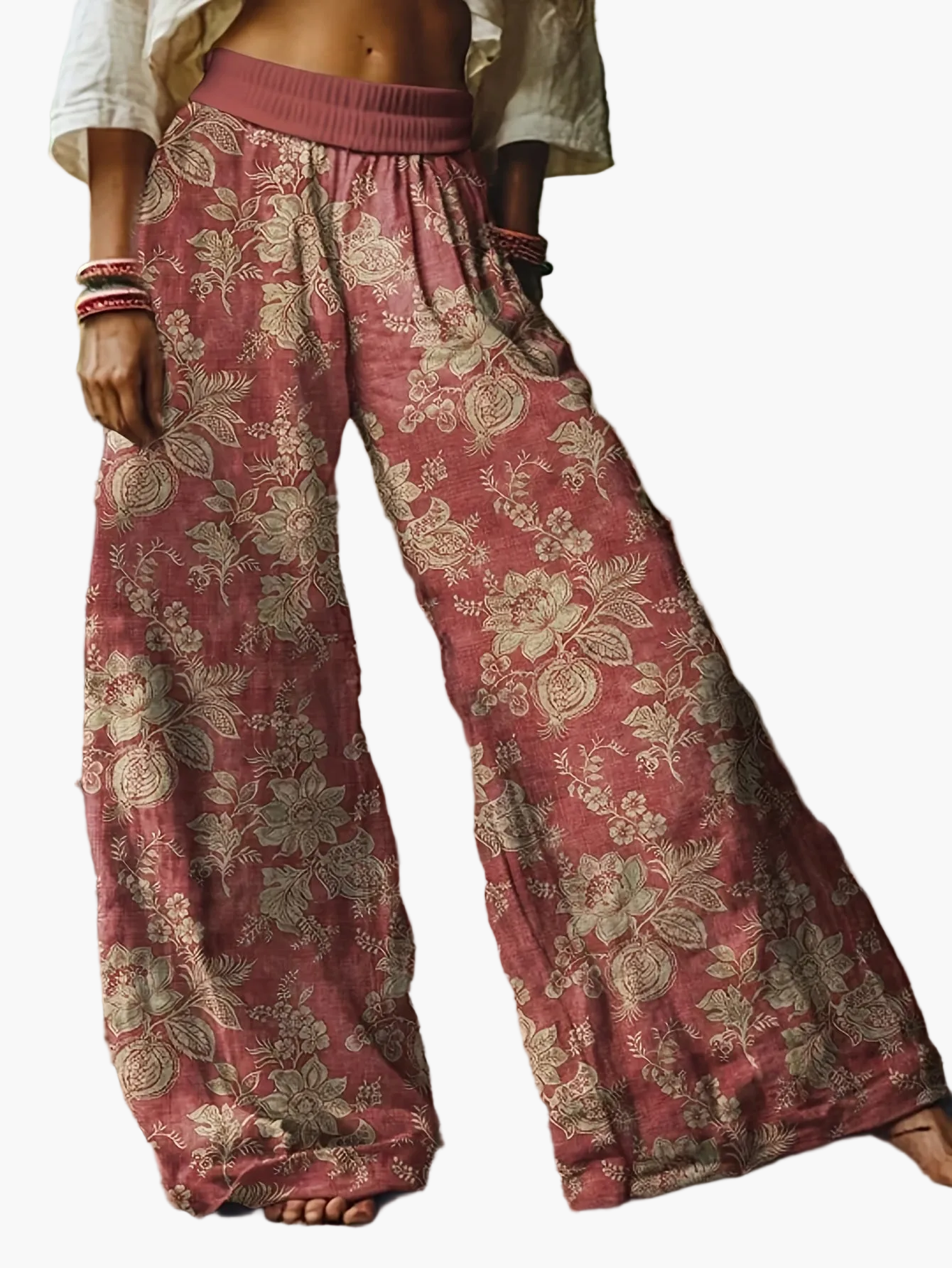 Wijde damesbroek in bohemien stijl met bloemenprint voor een casual en weekendlook