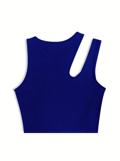 Women's trendy asymmetrical style tank top for summer - cropped fit, sexy and modern look