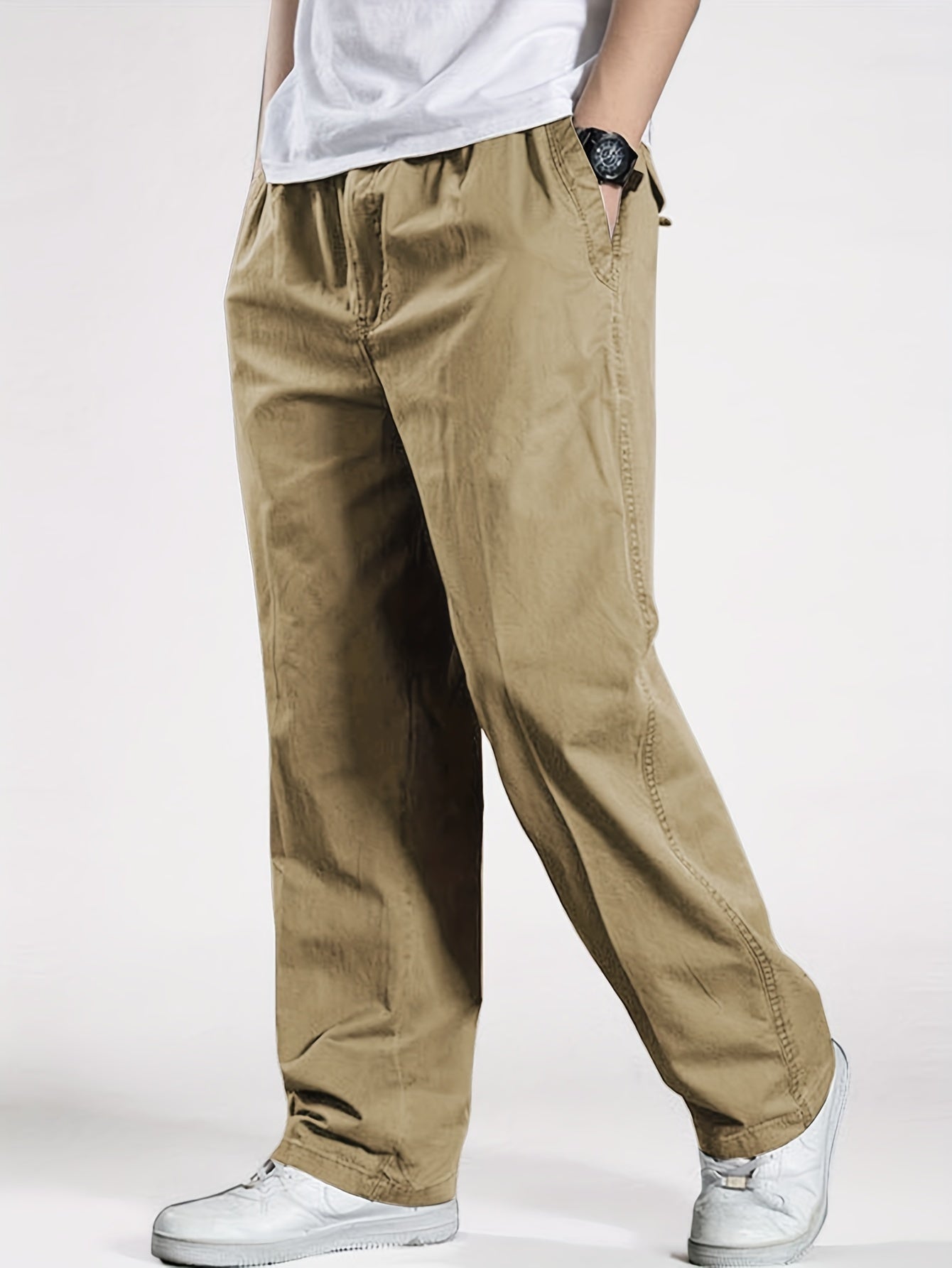 Pantalón casual para hombre con cintura elástica, corte holgado, ideal para ocio y descanso