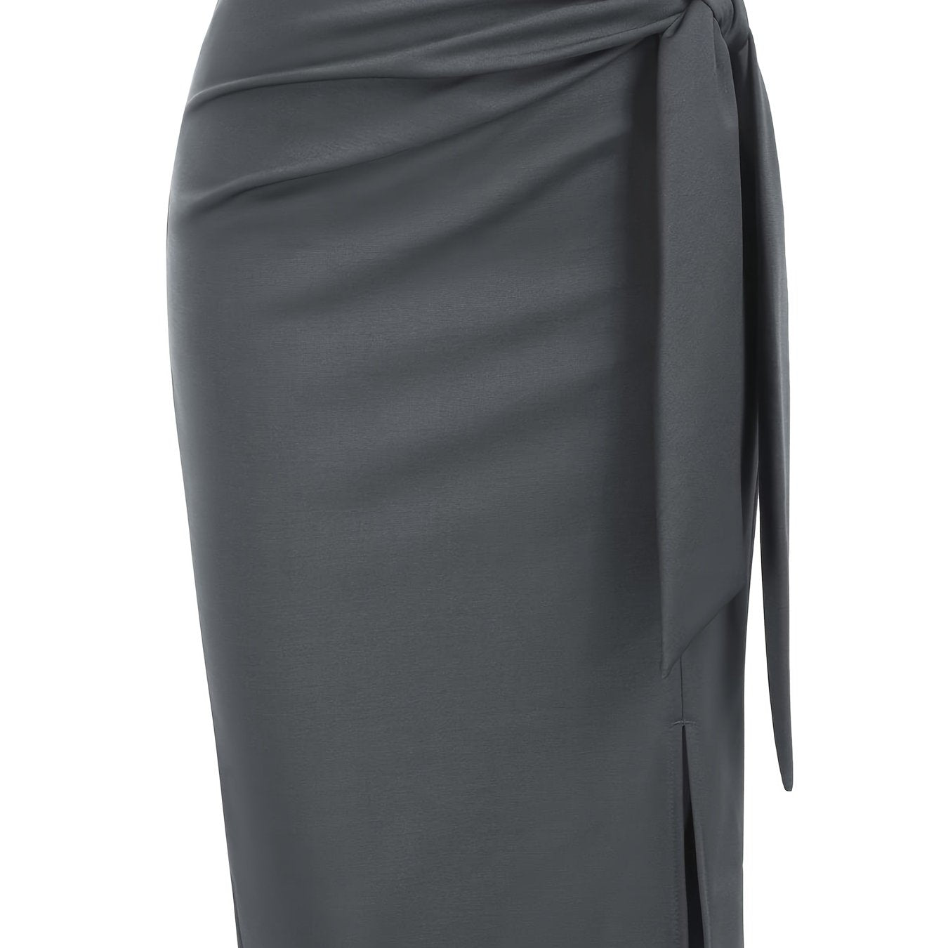 Jupe crayon élégante femme nouée à la taille, fente latérale, style bureau ou soirée