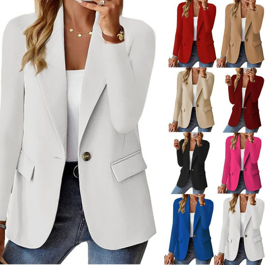 Denise – Veste de costume en polyester à manches longues et couleur unie pour femmes