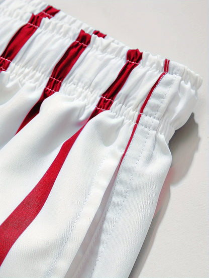 Costume da bagno uomo a righe rosse stile casual per l'estate