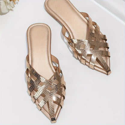 Mules plates femme à bout pointu style tressé chic pour usage quotidien et soirée