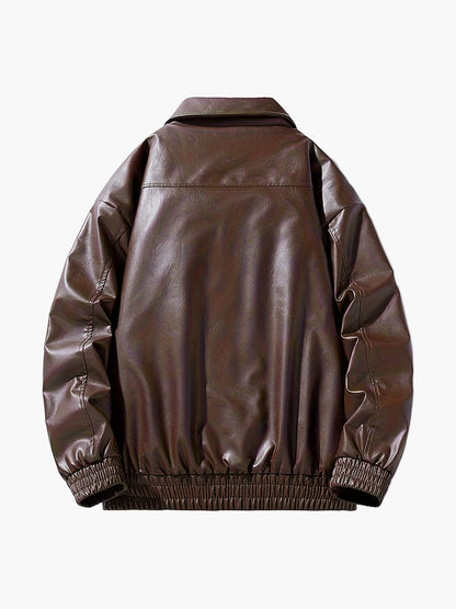 Blouson style bomber décontracté pour homme, coupe ample, fermeture zippée, col à revers