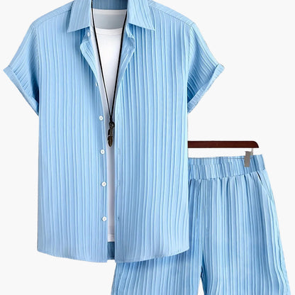 Ensemble décontracté estival pour homme, chemise à manches courtes et short, style urbain, idéal pour l'été