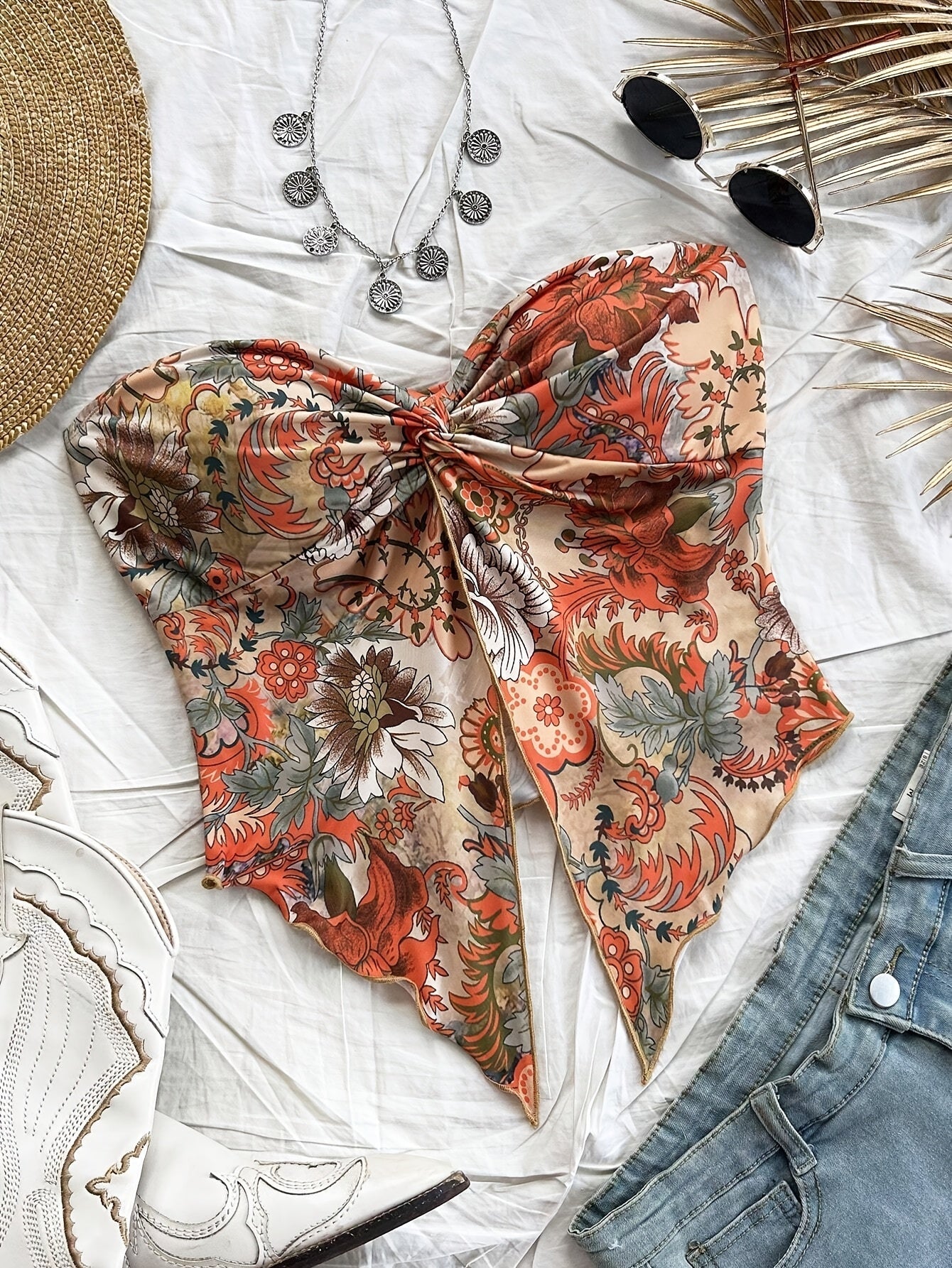 Vintage style floral bustier top for women - ideal for summer and festivals