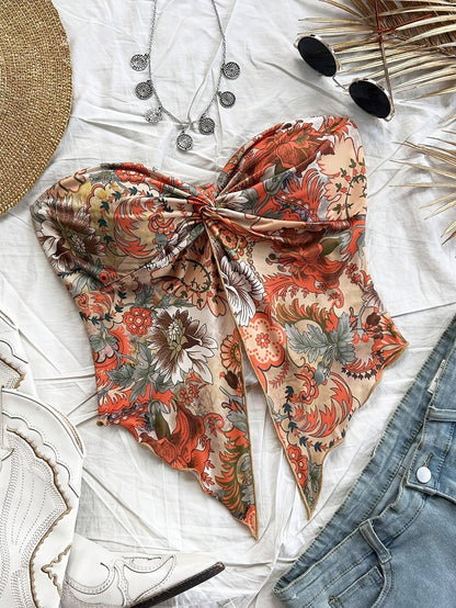 Vintage style floral bustier top for women - ideal for summer and festivals