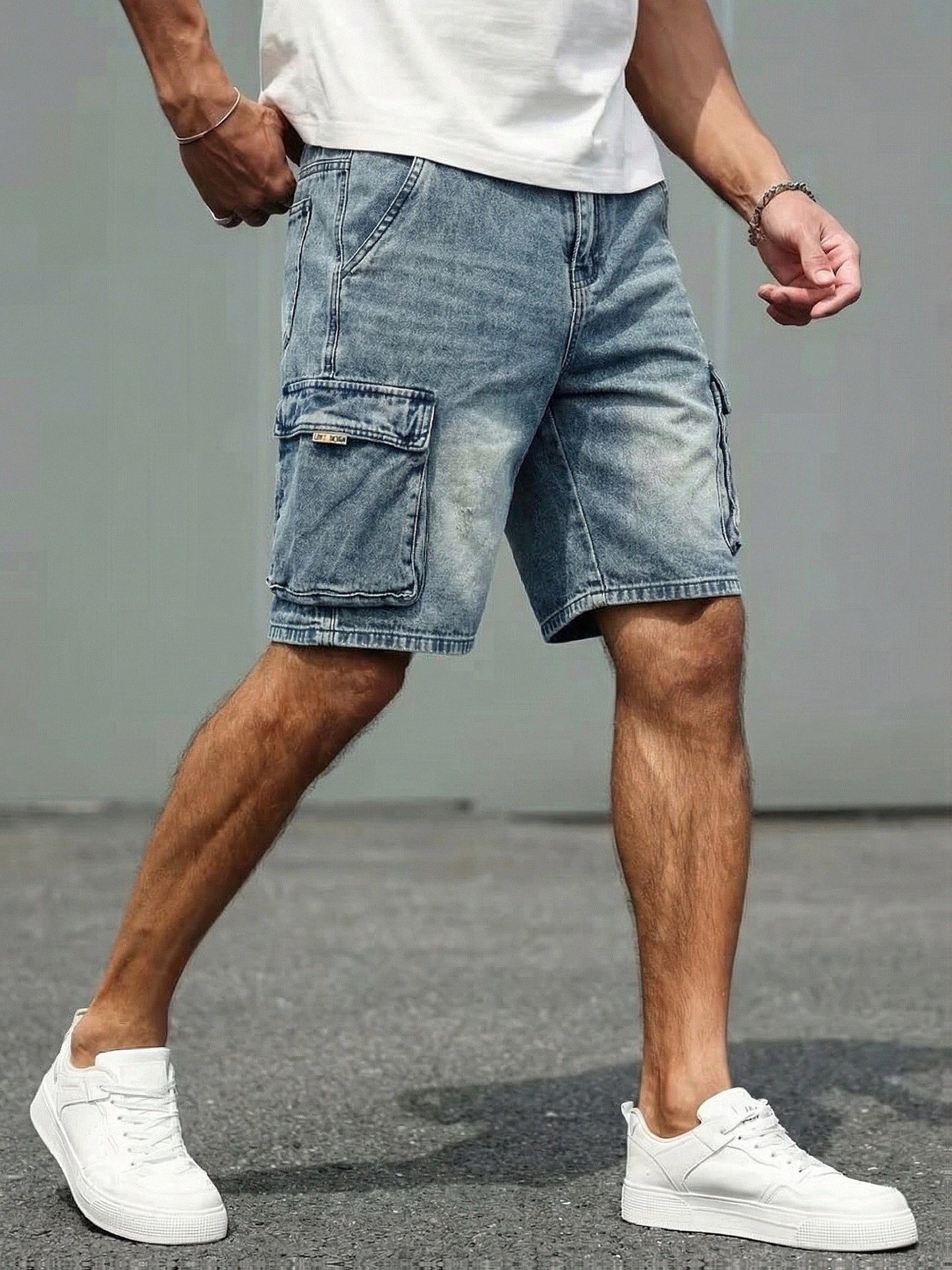 Short cargo décontracté pour homme style basique avec poches latérales