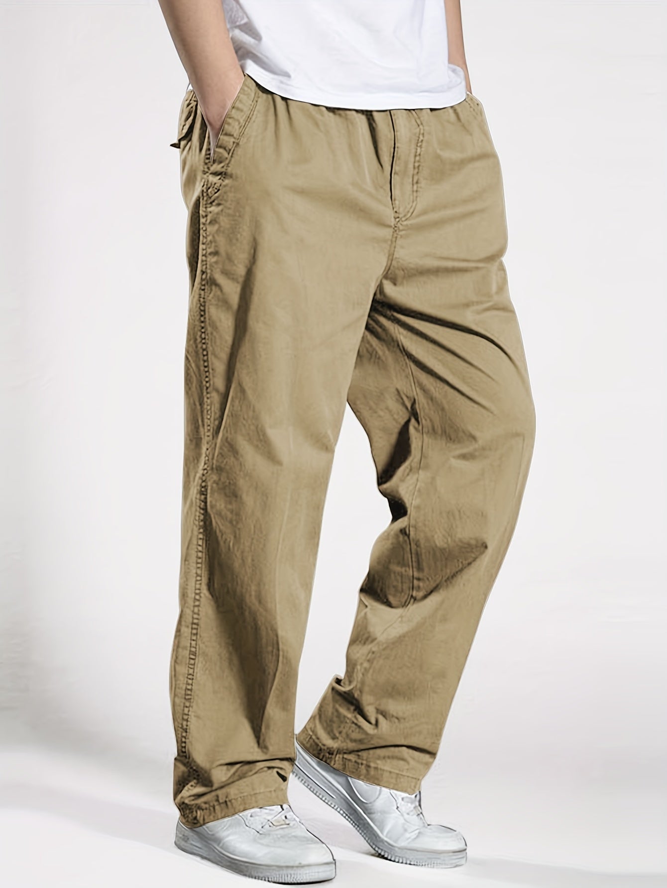 Pantalón casual para hombre con cintura elástica, corte holgado, ideal para ocio y descanso