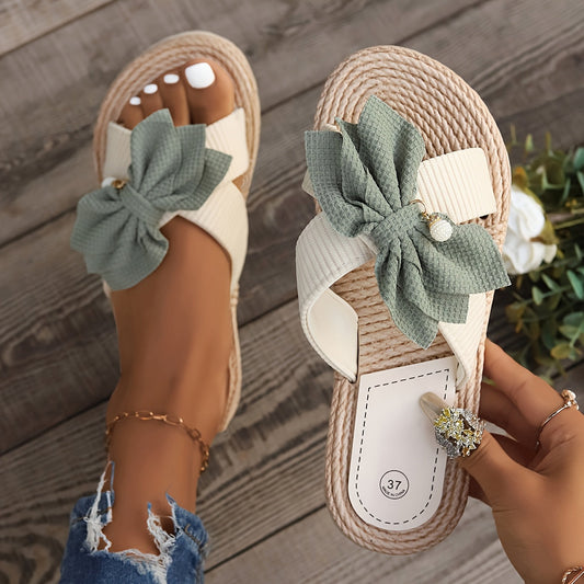 Sandales d’été à nœud papillon pour femme, style décontracté et chic