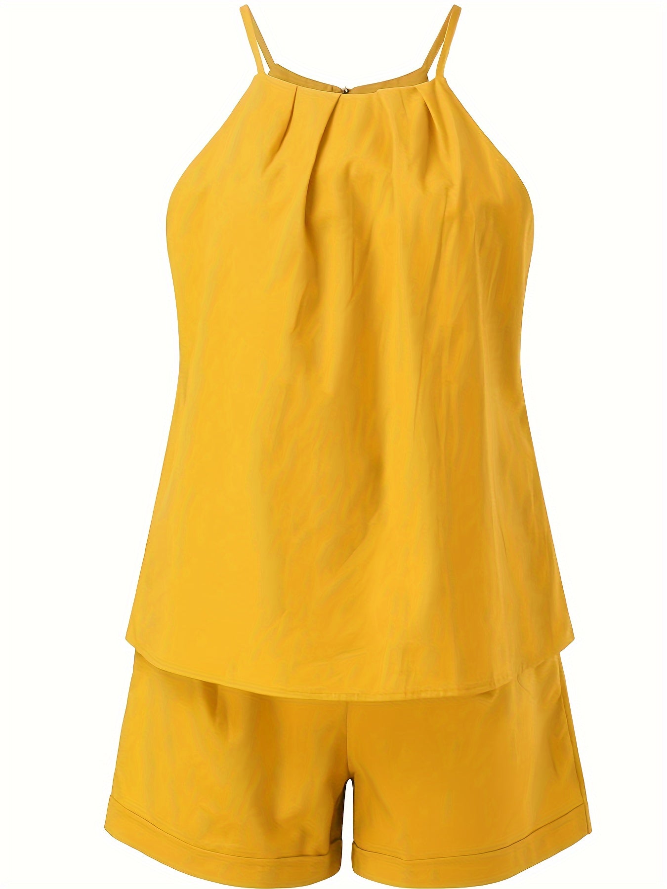 Combinaison Short Élégante Femme Sans Manches Style Printemps Été avec Ceinture