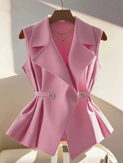Gilet sans manches femme style tailleur chic pour bureau ou événement
