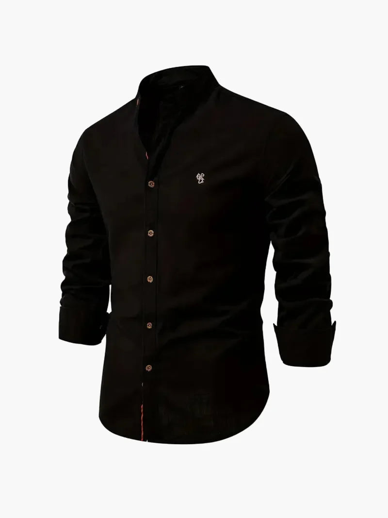 Chemise homme col mao manches longues élégante style casual business