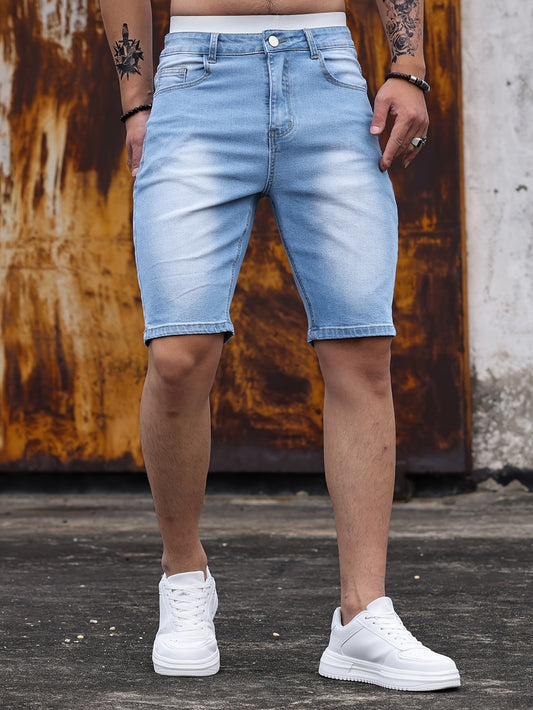 Short en jean décontracté pour homme, style skinny, idéal pour l'été et les loisirs