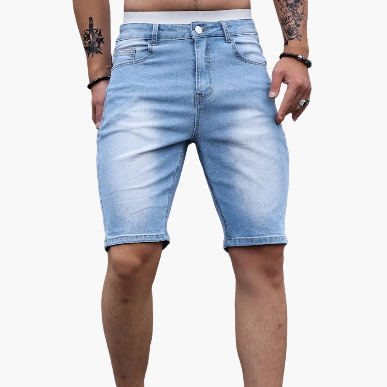 Short en jean décontracté pour homme, style skinny, idéal pour l'été et les loisirs