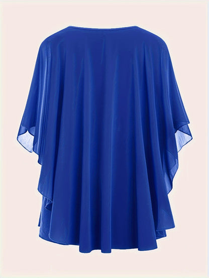 Blouse cape élégante femme grande taille style soirée ample