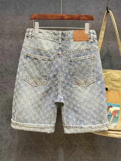 Herreshorts i streetwear-stil med broderet mønster – Afslappede, trendy urbane shorts