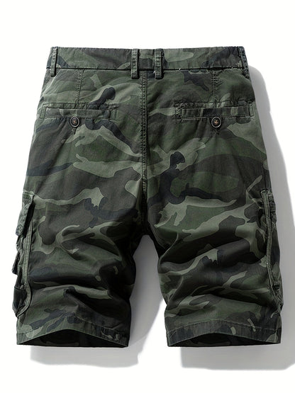 Kort cargo camouflage-stil militærbukser til mænd – Ideel til udendørs, fritid og ferie