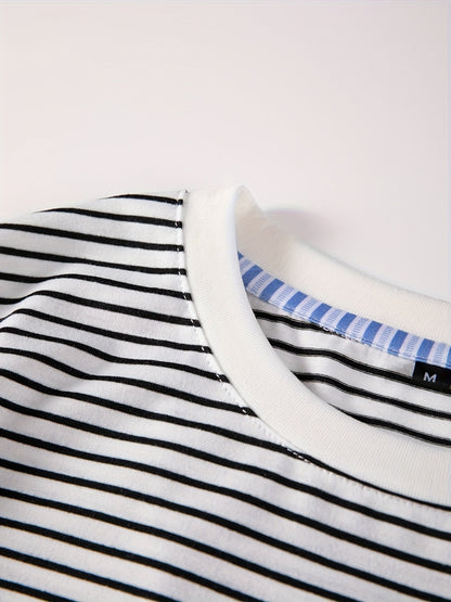 T-shirt a righe orizzontali uomo stile casual moderno maniche corte