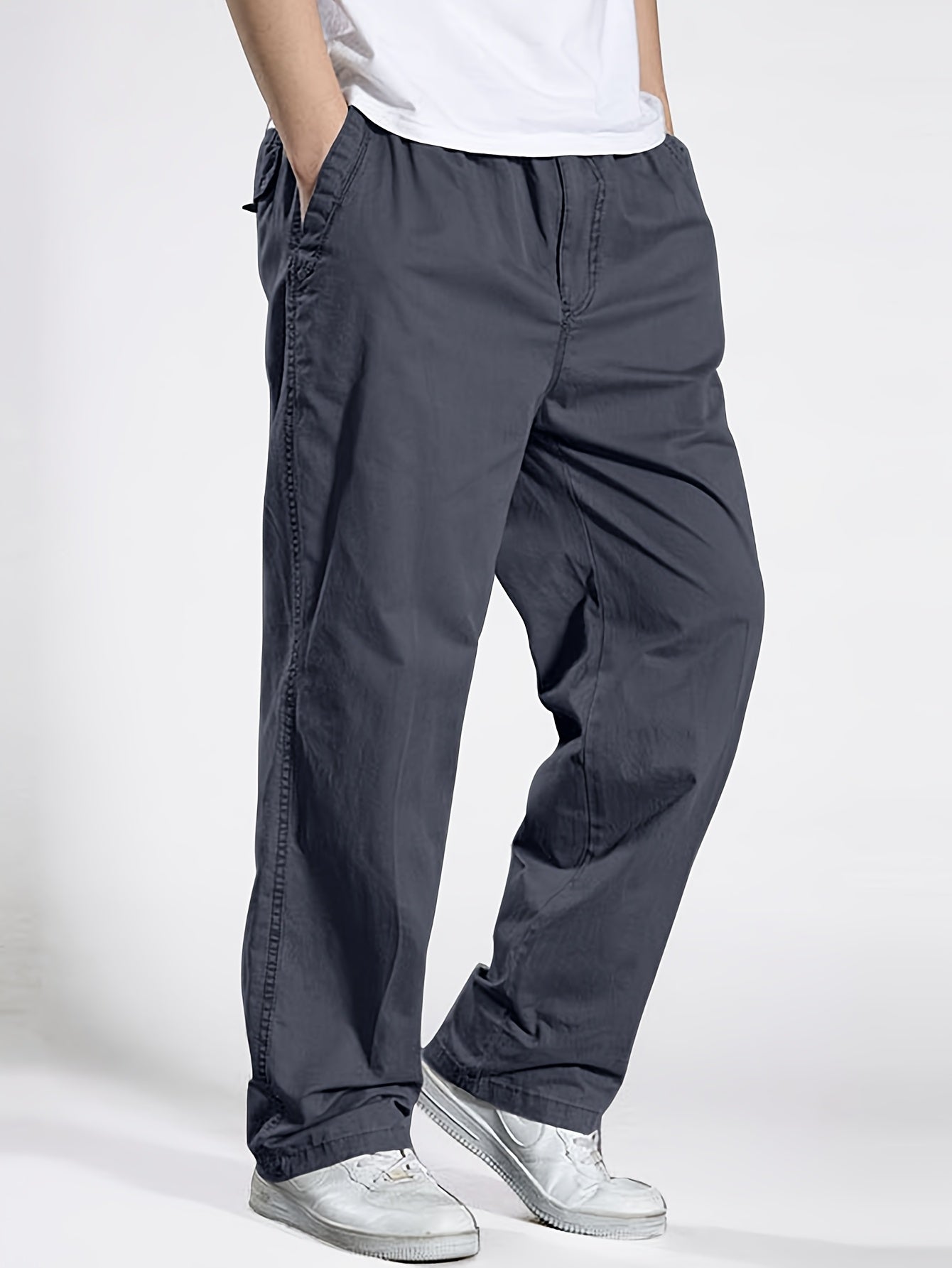 Pantalón casual para hombre con cintura elástica, corte holgado, ideal para ocio y descanso