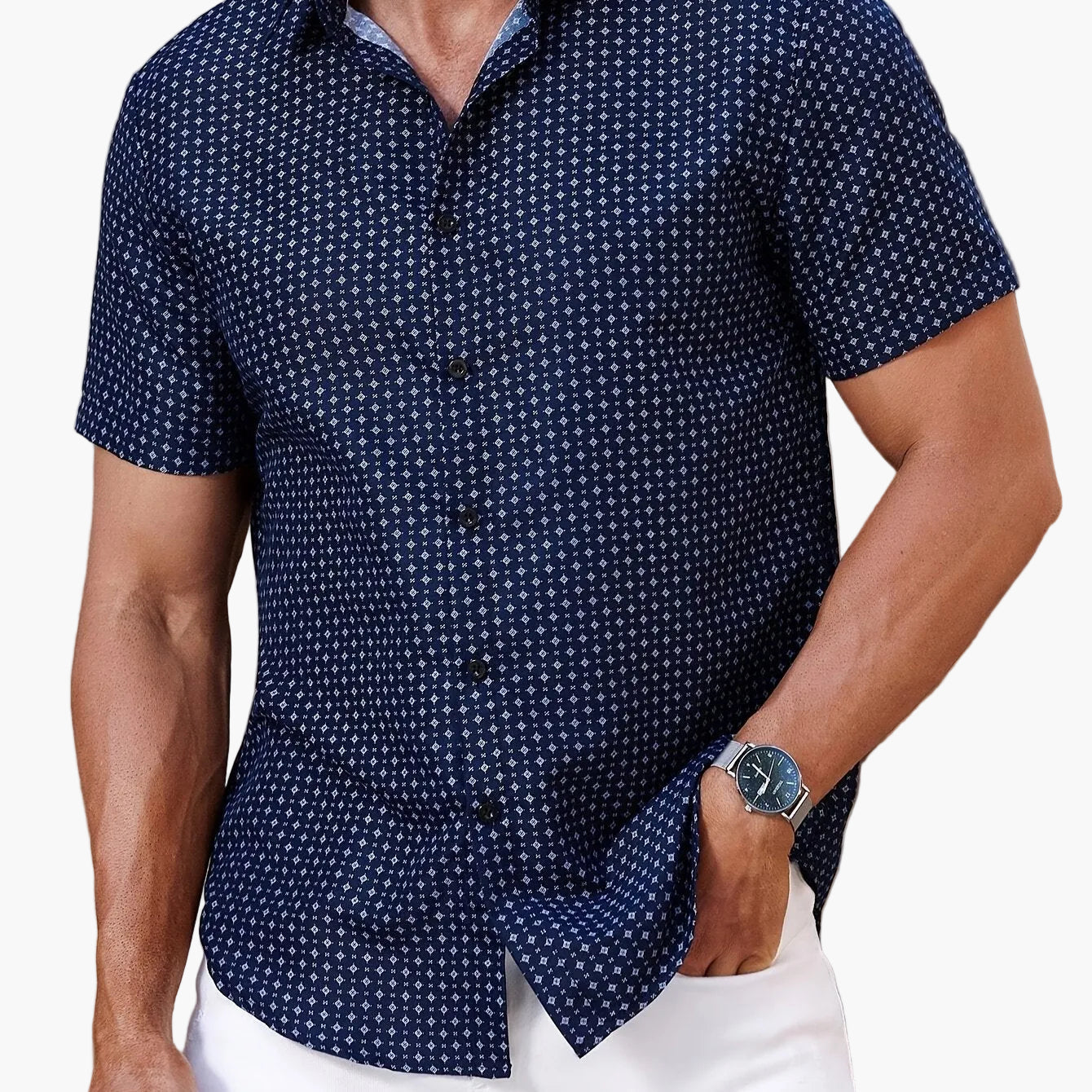 Elegancka koszula casual z krótkim rękawem dla mężczyzn w stylu miejskim