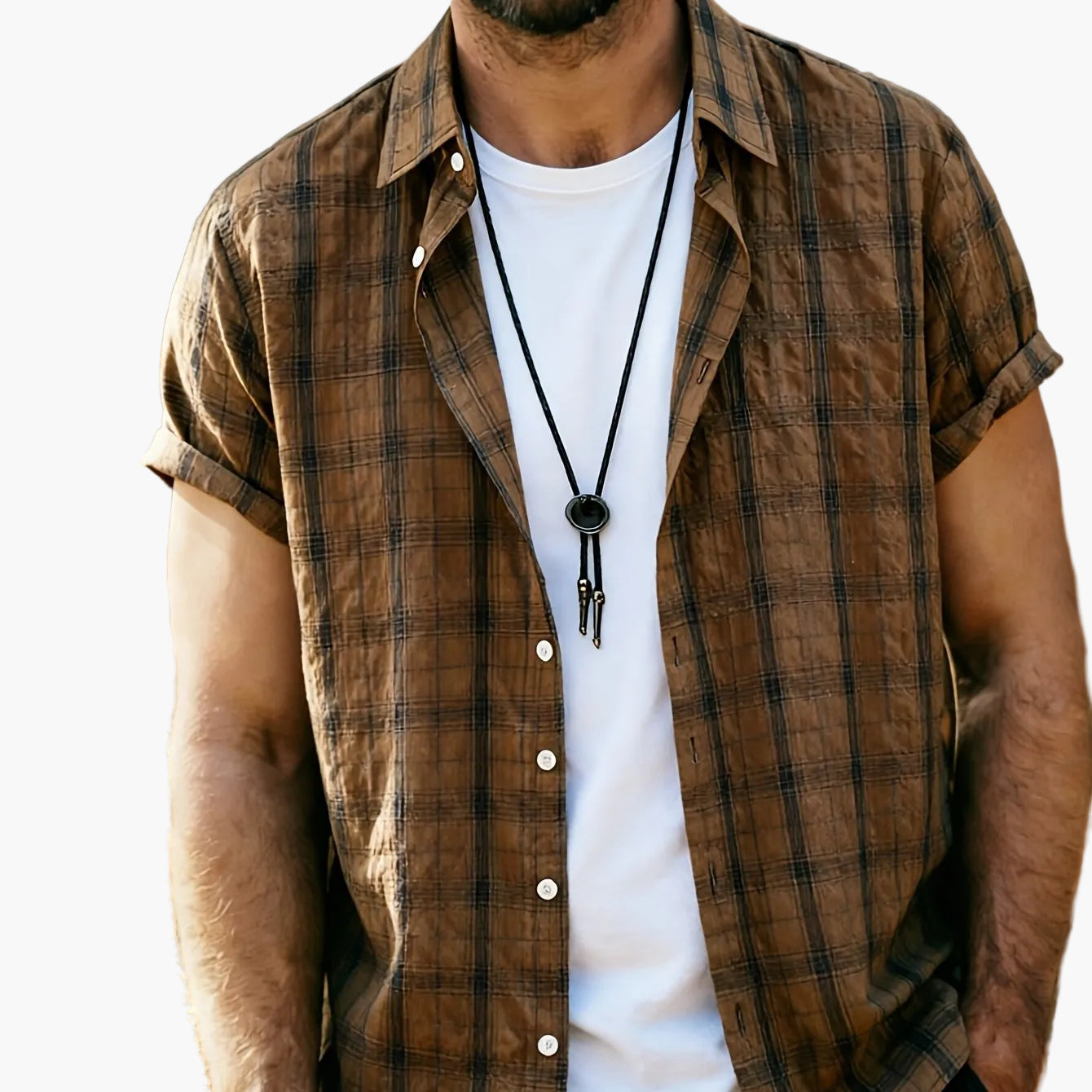 Chemise décontractée à carreaux pour homme – Style estival polyvalent