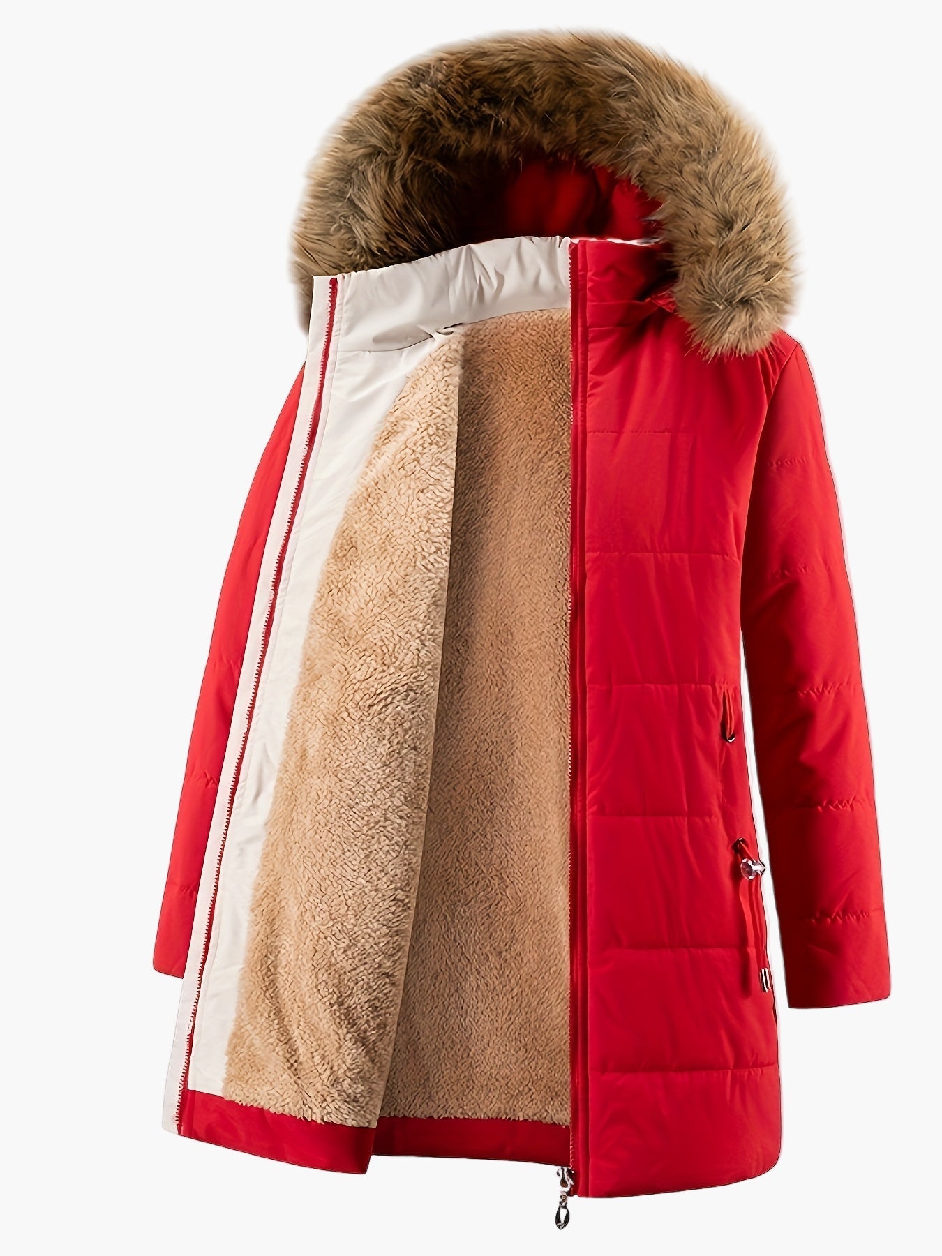 Manteau d'hiver femme style parka avec capuche en fausse fourrure – Élégance chic pour temps froid