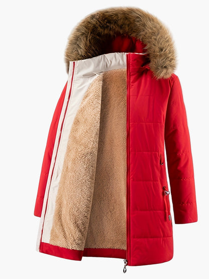 Manteau d'hiver femme style parka avec capuche en fausse fourrure – Élégance chic pour temps froid