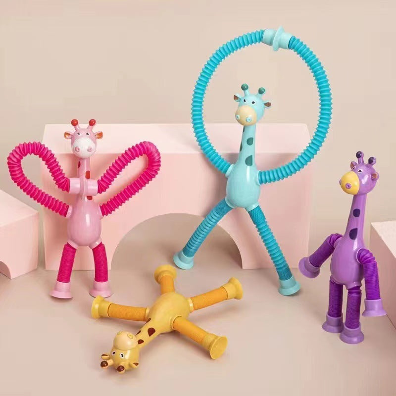 Jouet Girafe Télescopique à Ventouse pour Bébé et Enfant – Jouet Éducatif et Sensoriel Ludique