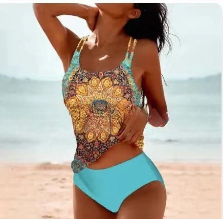 Tankini Femme Style Bohème Rétro – Maillot de Bain Deux Pièces Confortable pour Plage et Piscine