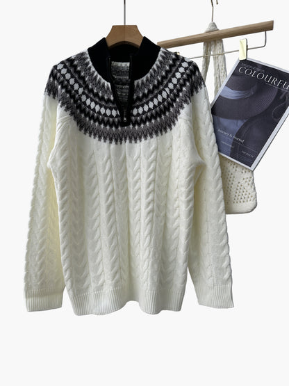 Pull homme à col montant style nordique casual demi-zip pour l'hiver