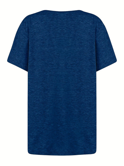 T-shirt donna con scollo asimmetrico e bottoni, stile casual chic per tempo libero o uscite