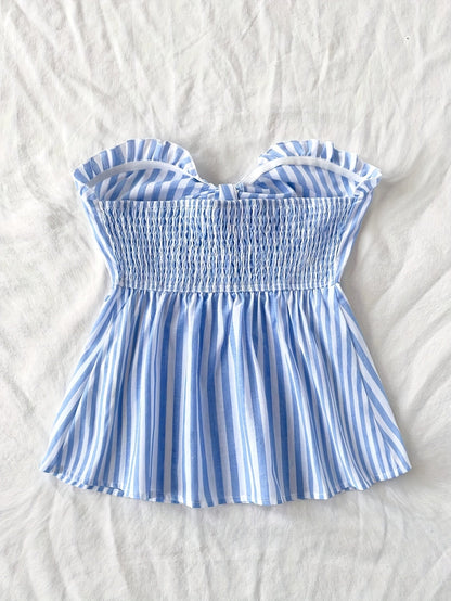 Top bustier met strepen, voorgebonden, casual stijl voor dames
