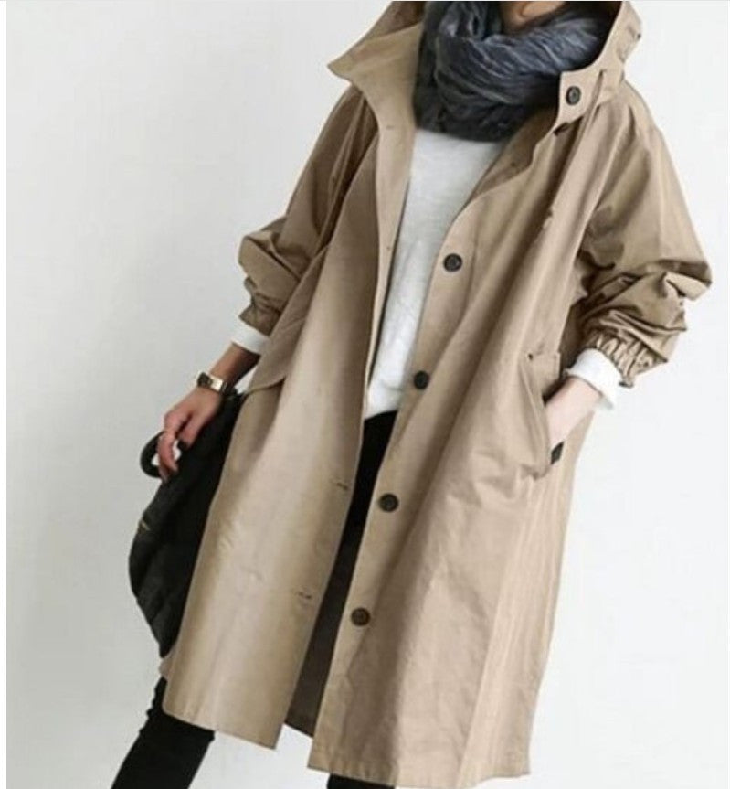 Amanda – Veste coupe-vent décontractée mi-longue à manches longues