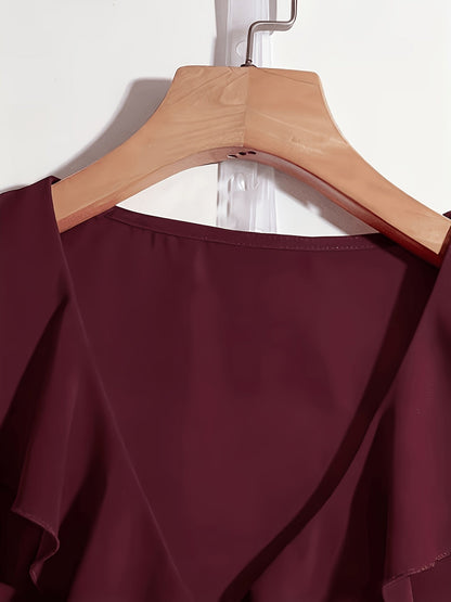 Blouse Femme Élégante à Volants Style Romantique pour Bureau et Soirée